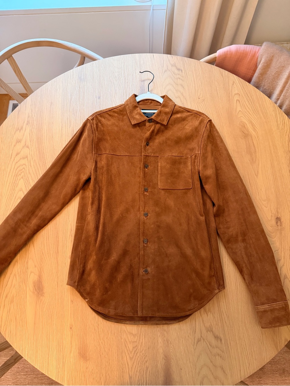 Vince Suede Shirt Jacket in Chestnut Brown